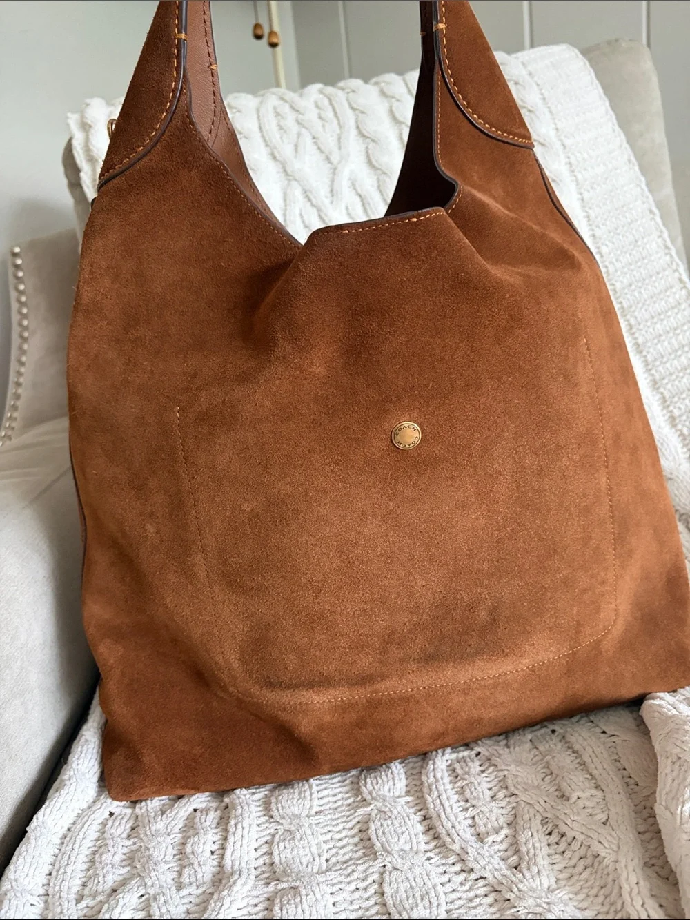 Coach Brooklyn 39 in warm brown suede